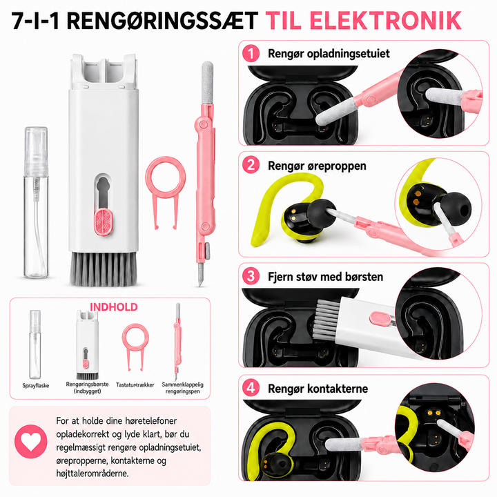 7-i-1 rengøringssæt til elektronik